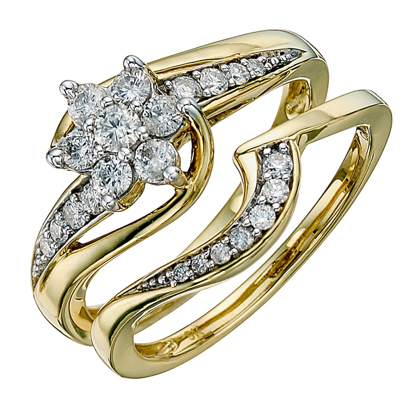 Perfect Fit 9ct Yellow Gold 0.50ct Total Diamond Bridal Set