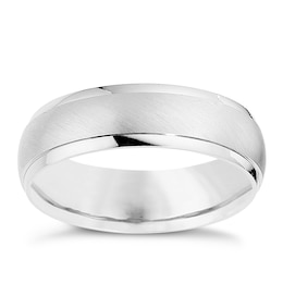 Silver Matt & Polished Finish 6mm Court Ring