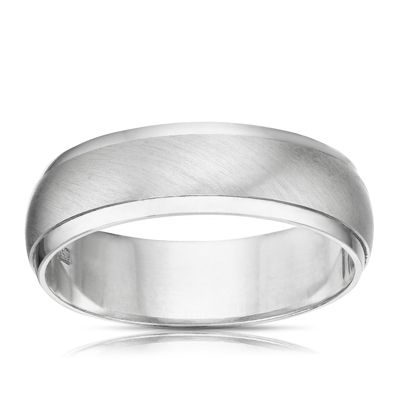 Main Image 1 of Sterling Silver Matt & Polished Finish 6mm Court Ring