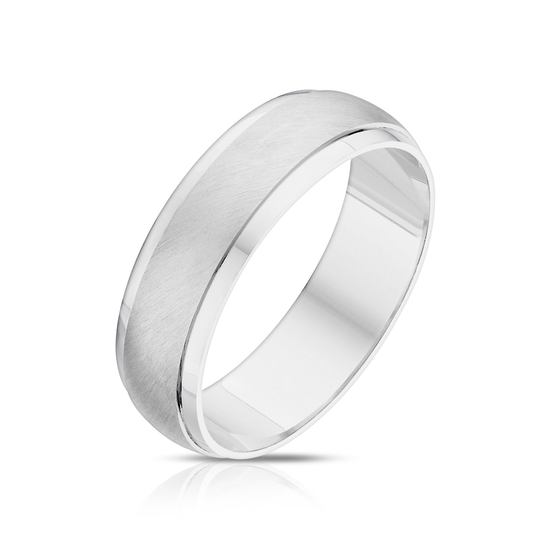Main Image 2 of Sterling Silver Matt & Polished Finish 6mm Court Ring