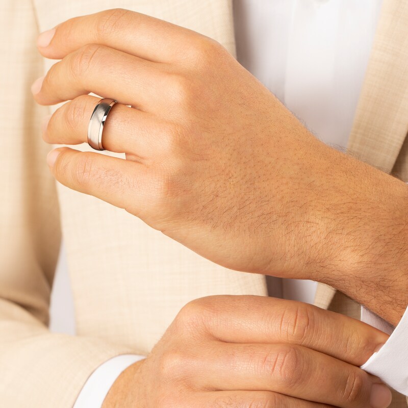 Main Image 4 of Sterling Silver Matt & Polished Finish 6mm Court Ring