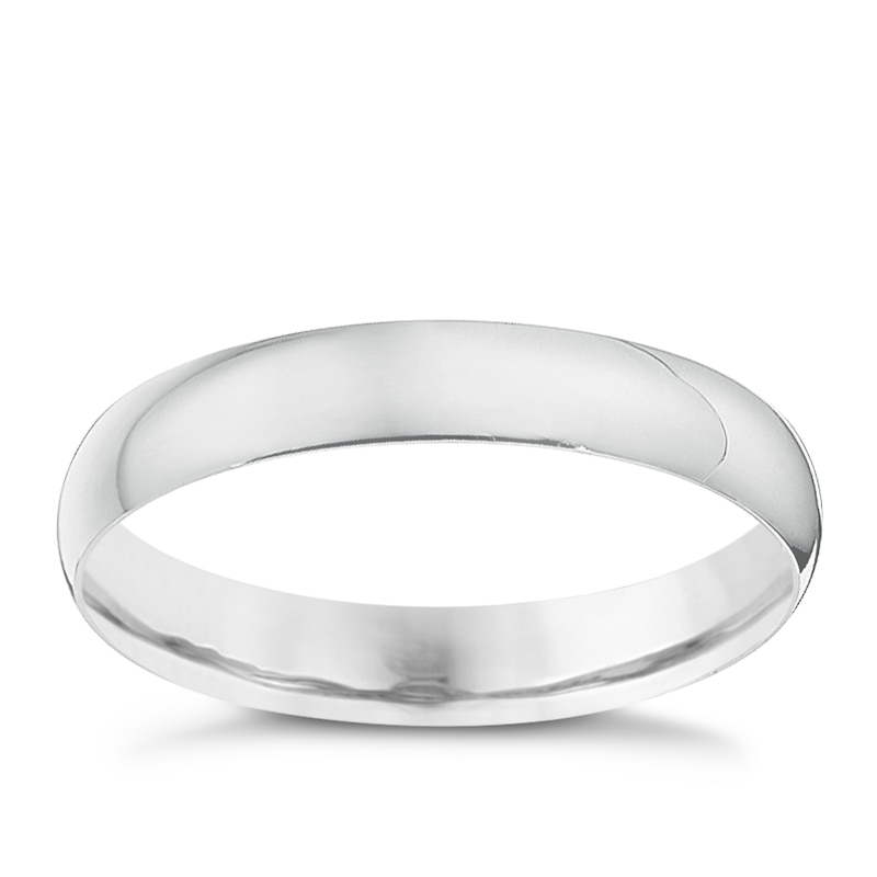 18ct White Gold 3mm Heavy D Shape Ring