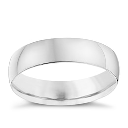 18ct White Gold 5mm Heavy D Shape Ring