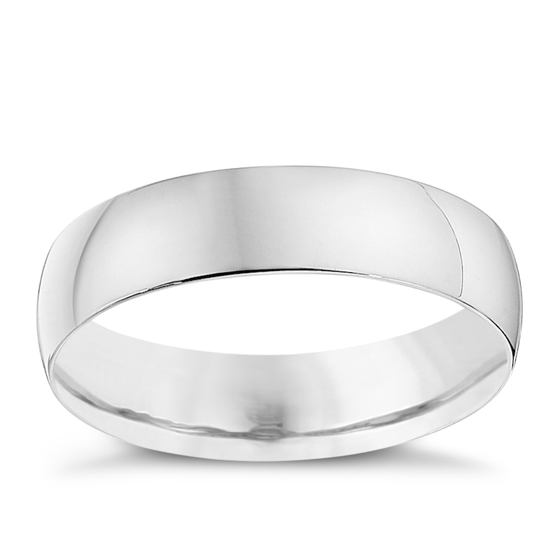 Main Image 1 of 18ct White Gold 5mm Heavy D Shape Ring