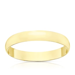 9ct Yellow Gold 3mm Heavy D Shape Ring