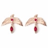 Thumbnail Image 0 of Harry Potter Rose Gold Plated Silver Red Crystal Fawkes Stud Earrings