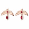 Thumbnail Image 1 of Harry Potter Rose Gold Plated Sterling Silver Red Crystal Fawkes Stud Earrings