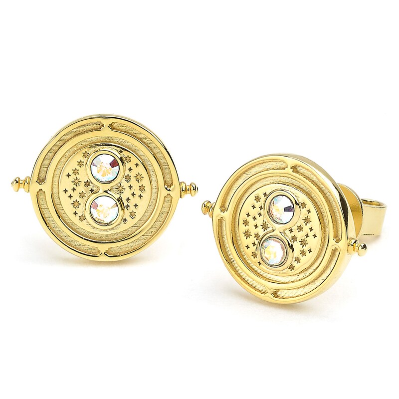 Harry Potter Gold Plated Silver Crystal Time Turner Stud Earrings