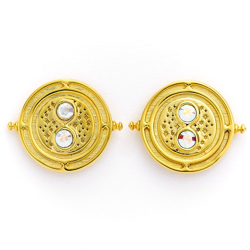 Harry Potter Gold Plated Silver Crystal Time Turner Stud Earrings
