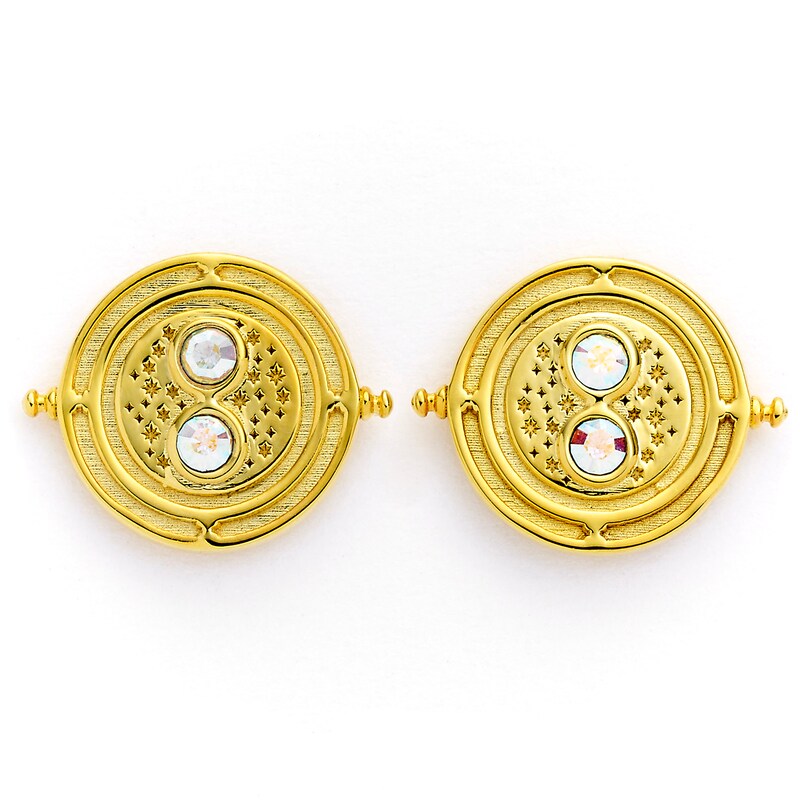 Harry Potter Gold Plated Silver Crystal Time Turner Stud Earrings