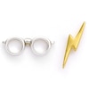 Thumbnail Image 1 of Harry Potter Sterling Silver & Gold Plated Lightning Bolt & Glasses Stud Earrings