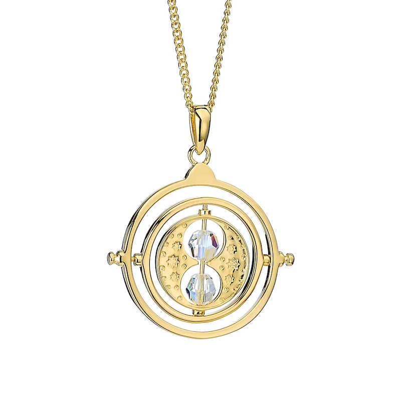 Harry Potter Gold Plated Silver Crystal Time Turner Pendant