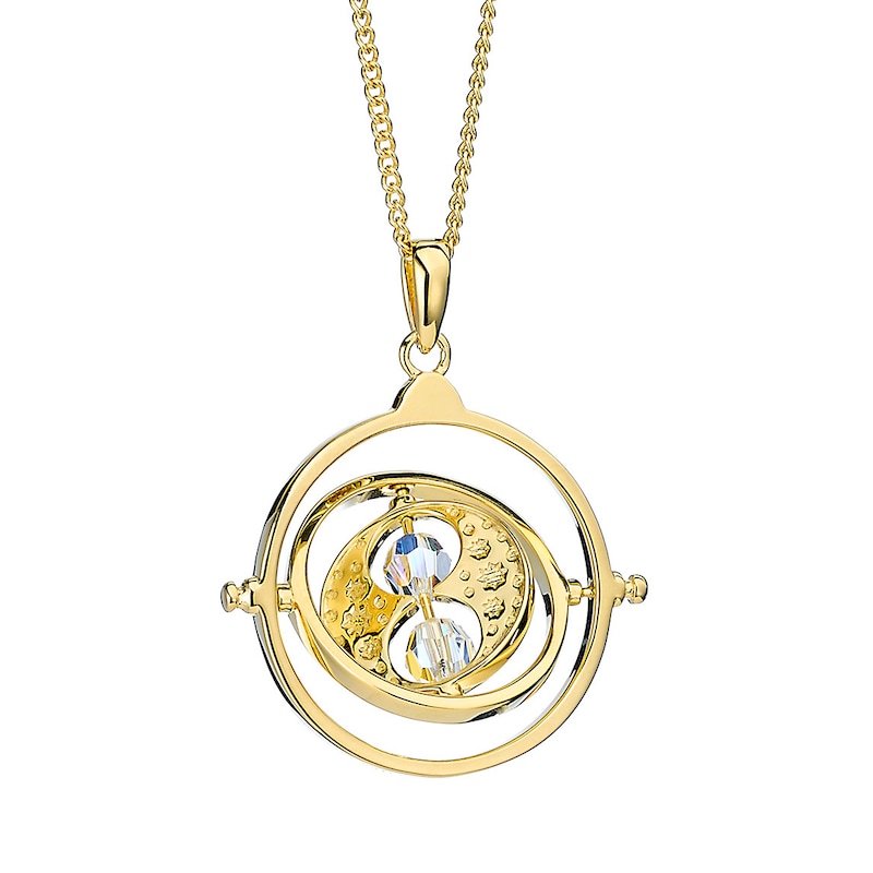 Harry Potter Gold Plated Silver Crystal Time Turner Pendant