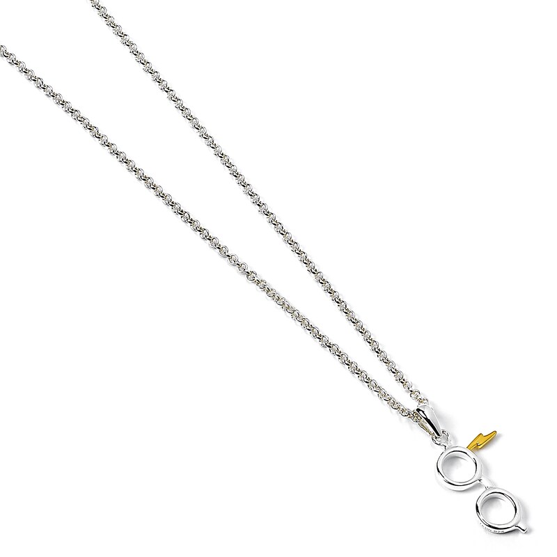 Main Image 2 of Harry Potter Sterling Silver & Gold Plated Lightning Bolt & Glasses Necklace