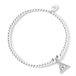 Harry Potter Sterling Silver Crystal Deathly Hallows Bead Bracelet