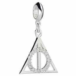 Harry Potter Sterling Silver Crystal Deathly Hallows Slider Charm