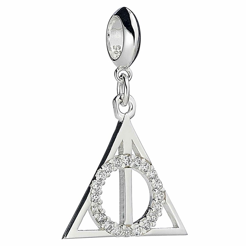 Harry Potter Sterling Silver Crystal Deathly Hallows Slider Charm