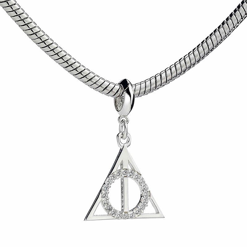 Harry Potter Sterling Silver Crystal Deathly Hallows Slider Charm