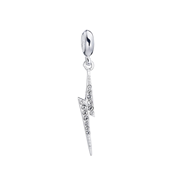 Harry Potter Sterling Silver Crystal Lightning Bolt Slider Charm