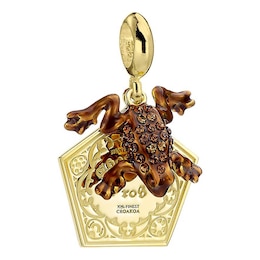 Harry Potter Gold Plated Sterling Silver Crystal Chocolate Frog Slider Charm