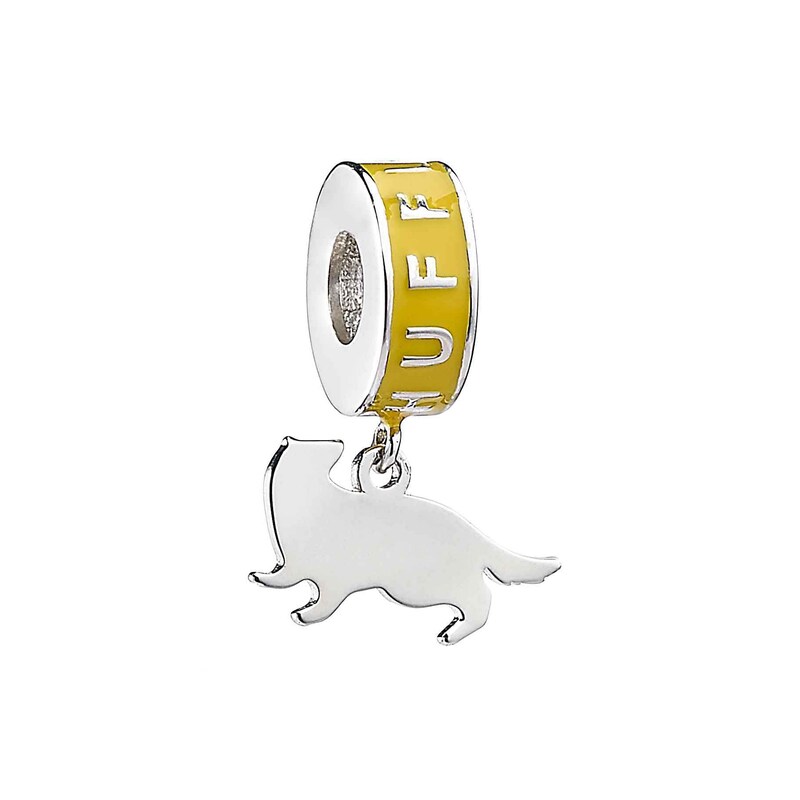 Main Image 1 of Harry Potter Sterling Silver Yellow Enamel Hufflepuff Slider Charm