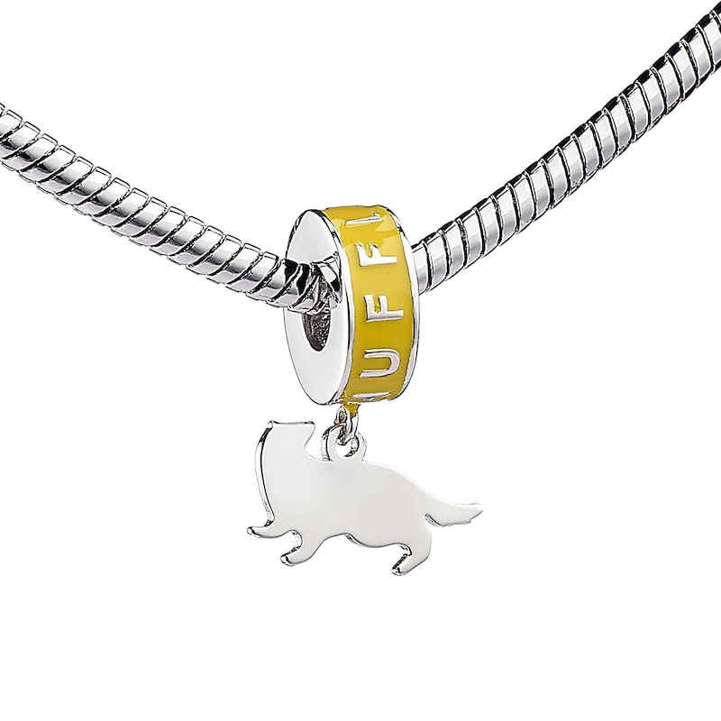 Harry Potter Sterling Silver Yellow Enamel Hufflepuff Slider Charm