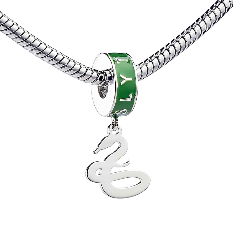 Main Image 2 of Harry Potter Sterling Silver Green Enamel Slytherin Slider Charm