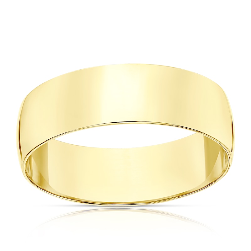 Main Image 1 of 9ct Yellow Gold 6mm Heavy D Shape Ring