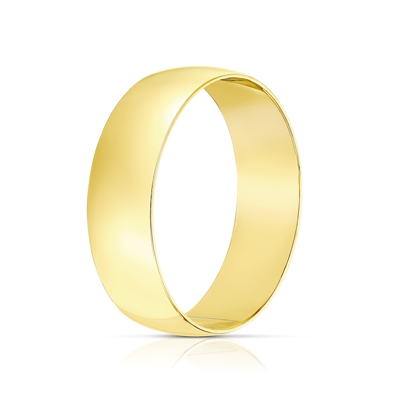 Main Image 2 of 9ct Yellow Gold 6mm Heavy D Shape Ring