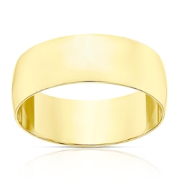 9ct Yellow Gold 7mm Heavy D Shape Ring