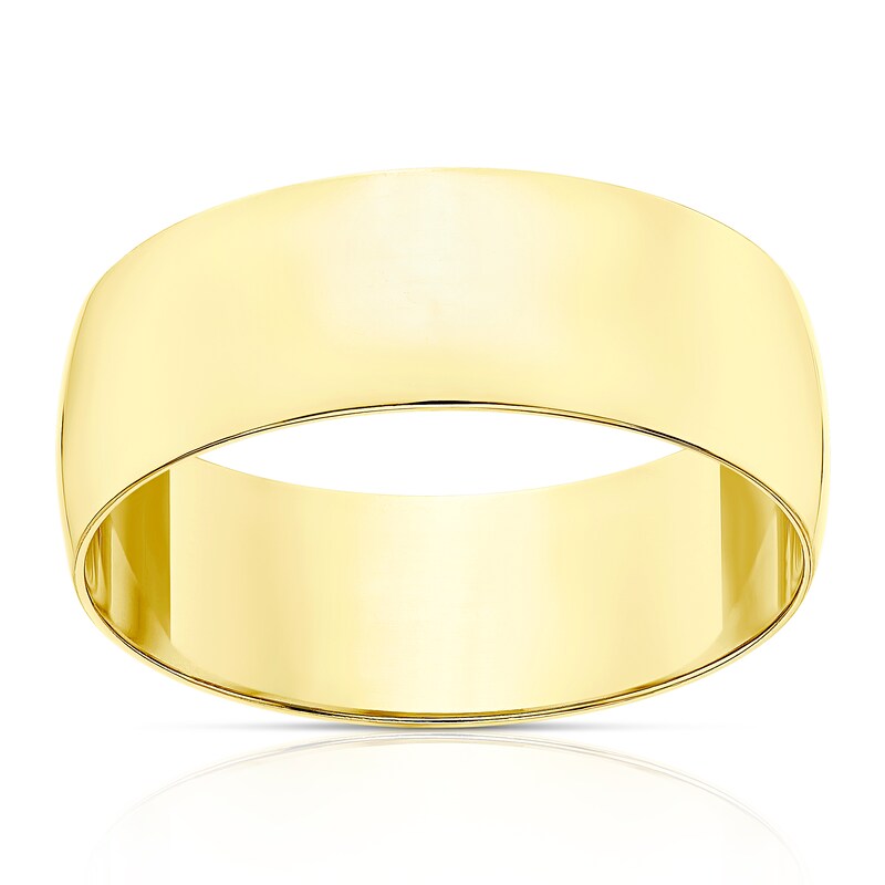 Main Image 1 of 9ct Yellow Gold 7mm Heavy D Shape Ring