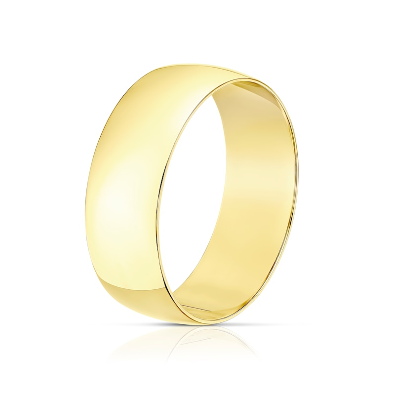 Main Image 2 of 9ct Yellow Gold 7mm Heavy D Shape Ring