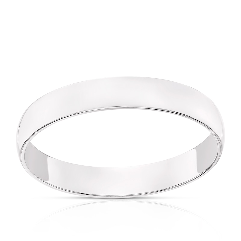 Main Image 1 of 9ct White Gold 3mm Heavy D Shape Ring