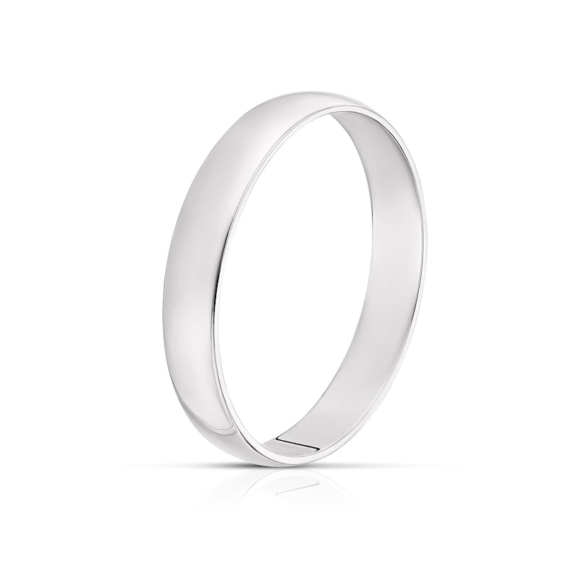 Main Image 2 of 9ct White Gold 3mm Heavy D Shape Ring