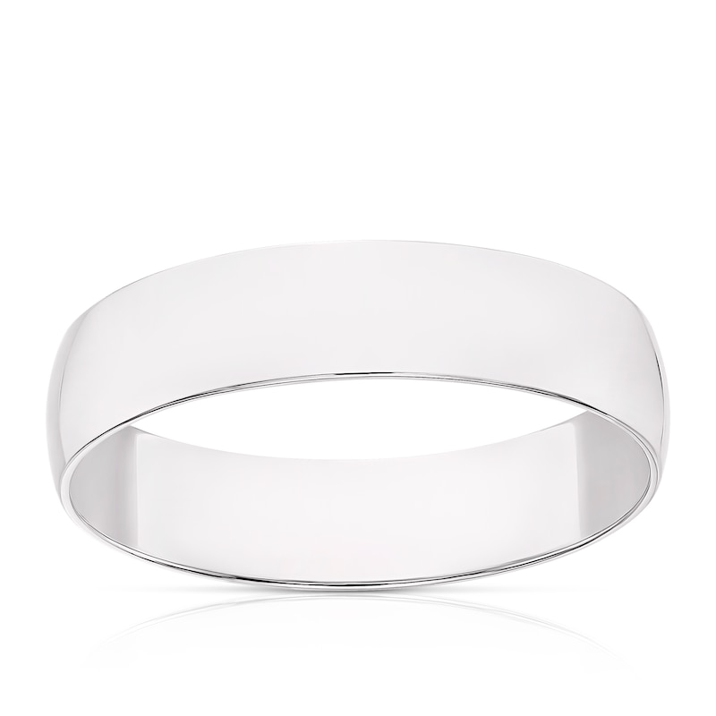Main Image 1 of 9ct White Gold 4mm Heavy D Shape Ring