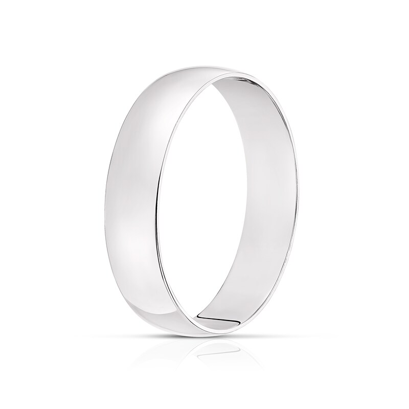 Main Image 2 of 9ct White Gold 4mm Heavy D Shape Ring