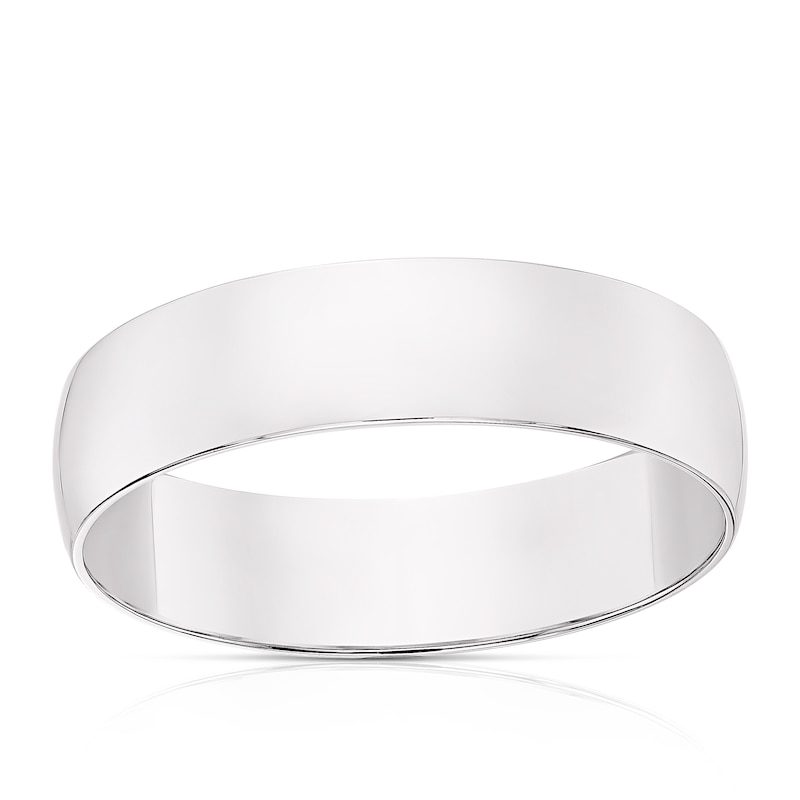 Main Image 1 of 9ct White Gold 5mm Heavy D Shape Ring