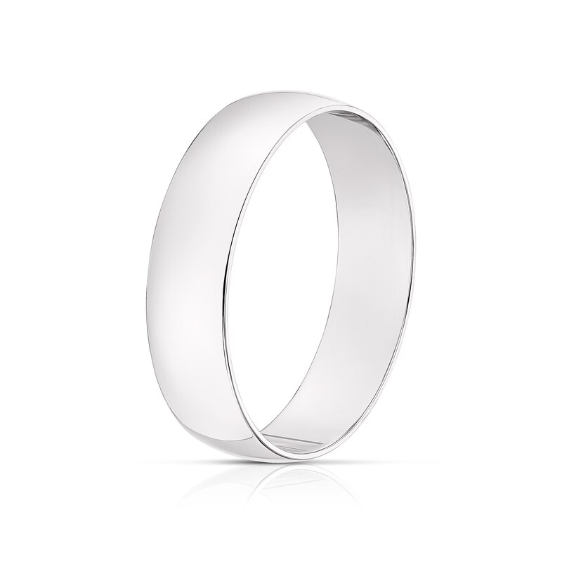Main Image 2 of 9ct White Gold 5mm Heavy D Shape Ring