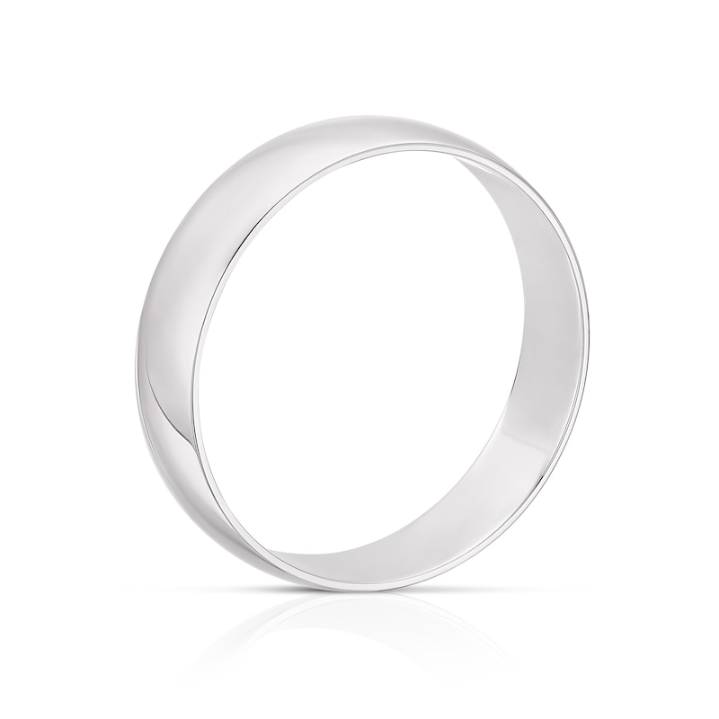Main Image 3 of 9ct White Gold 5mm Heavy D Shape Ring
