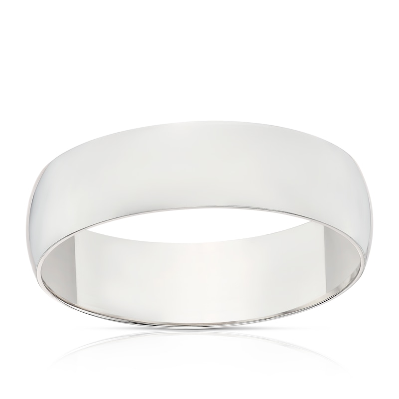Main Image 1 of 9ct White Gold 6mm Heavy D Shape Ring