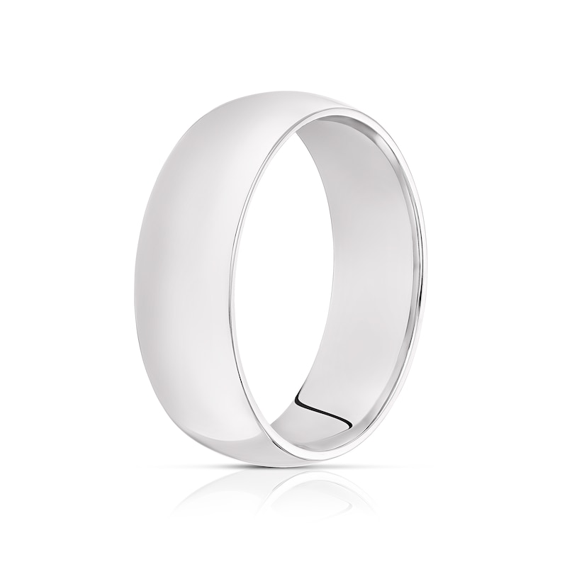 Main Image 2 of 9ct White Gold 6mm Heavy D Shape Ring