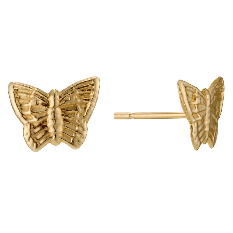 9ct Yellow Gold Butterfly Stud Earrings | H.Samuel