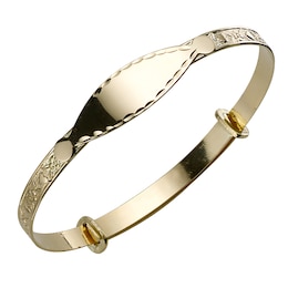Children's 9ct Gold Heart and Flower Expander Bangle