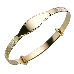 Children's 9ct Yellow Gold Heart and Flower Expander Bangle