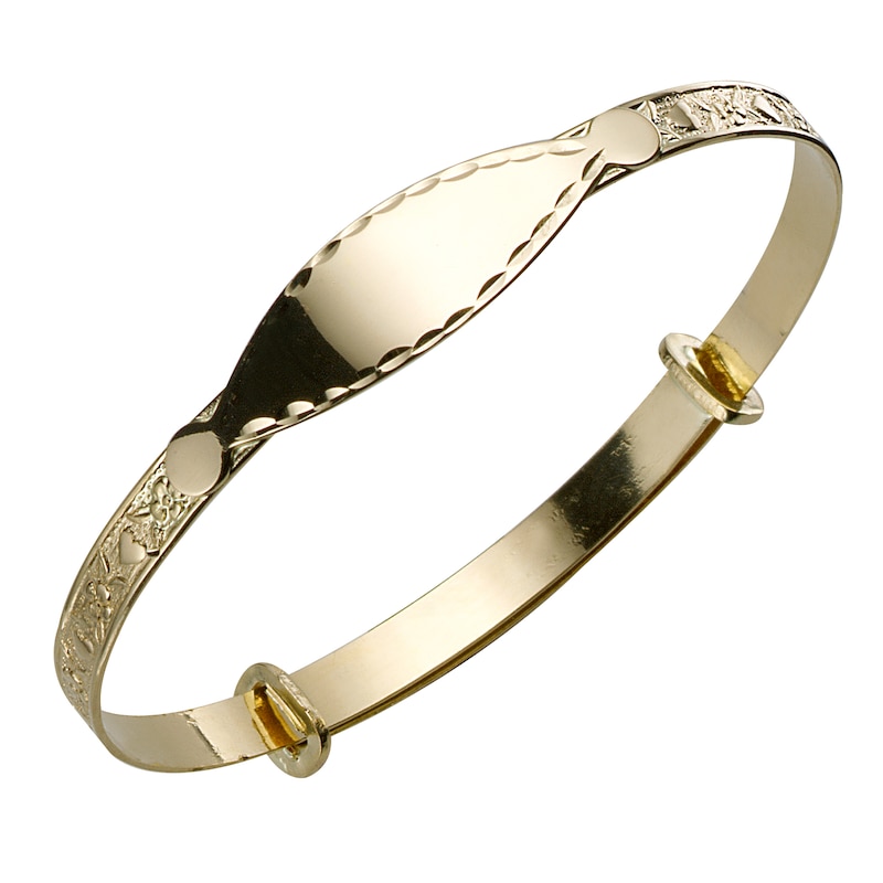 Main Image 1 of Children's 9ct Yellow Gold Heart and Flower Expander Bangle