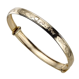 Children's 9ct Yellow Gold Heart & Rose Expander Bangle
