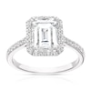 Thumbnail Image 1 of Sterling Silver Created White Sapphire Emerald Shape Halo Ring