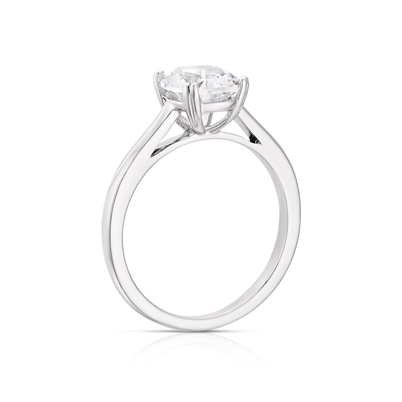 Main Image 3 of Sterling Silver Created White Sapphire Oval Shape Solitaire Ring