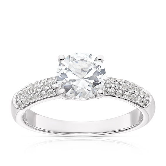 Sterling Silver Created White Sapphire Round Solitaire Ring