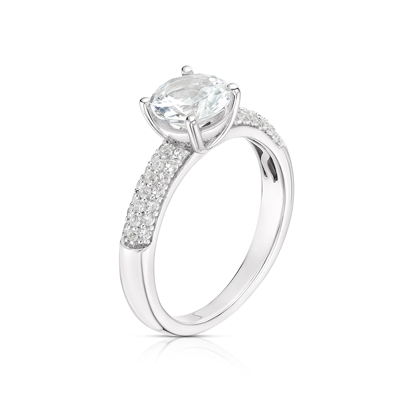 Main Image 2 of Sterling Silver Created White Sapphire Round Solitaire Ring